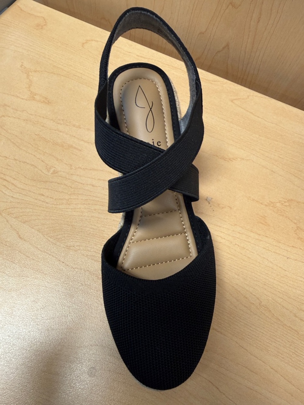 J Joie Black Slingback Cross-Strap Flat